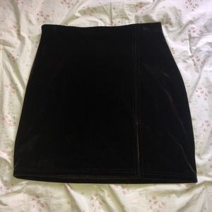 Brown Velvet Short Skirt (Mid-Thigh Length)